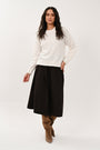 Front view of the ivory crew neck jumper for women