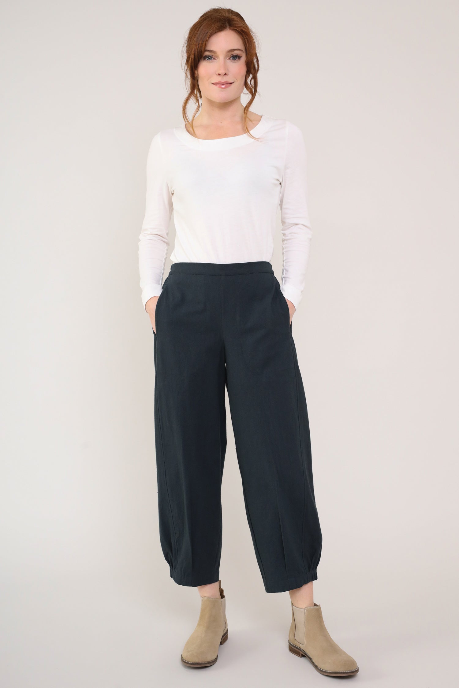 Cotton Elastic Hem Trousers