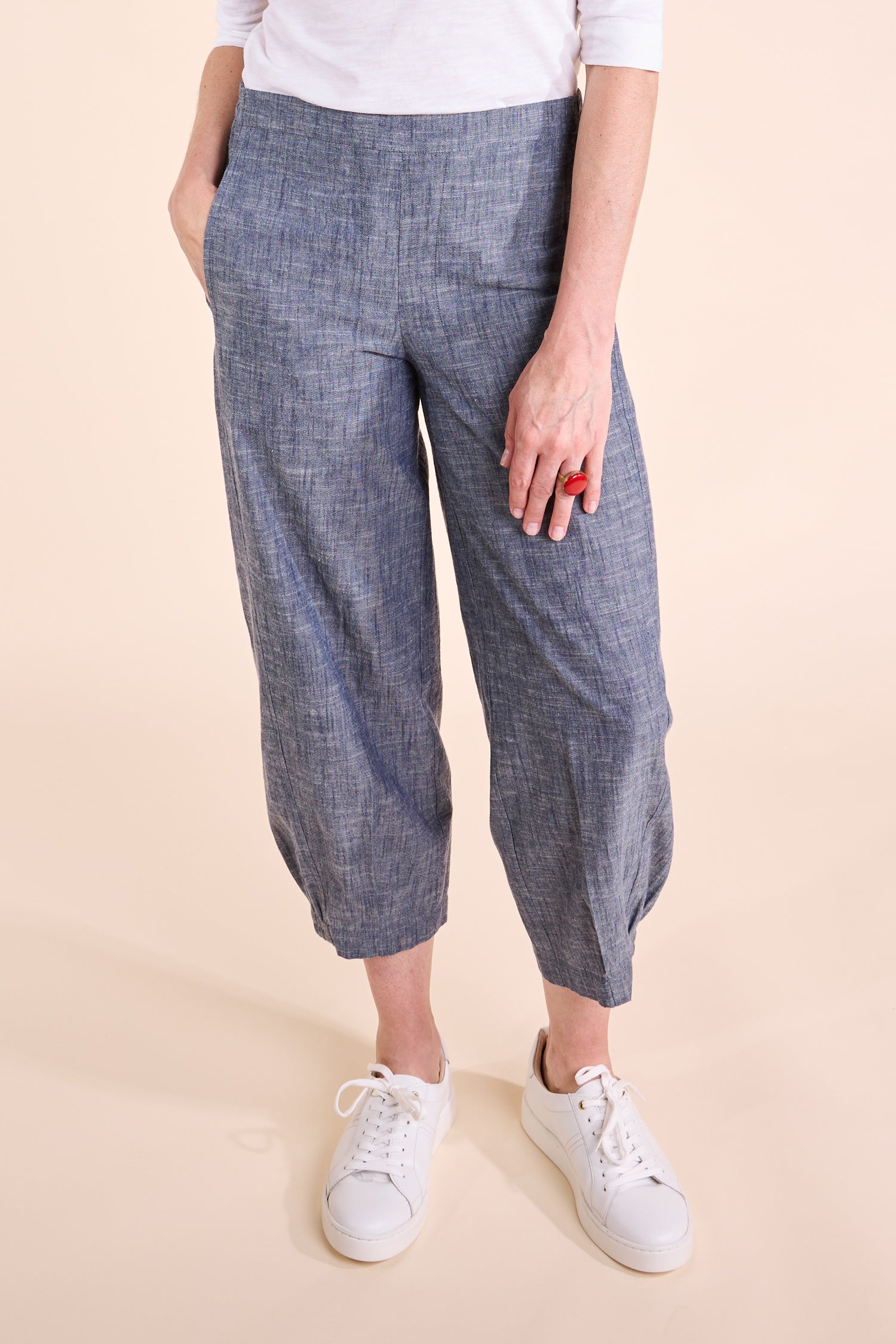 SS25 Cotton Chambray Bubble Trousers - Denim