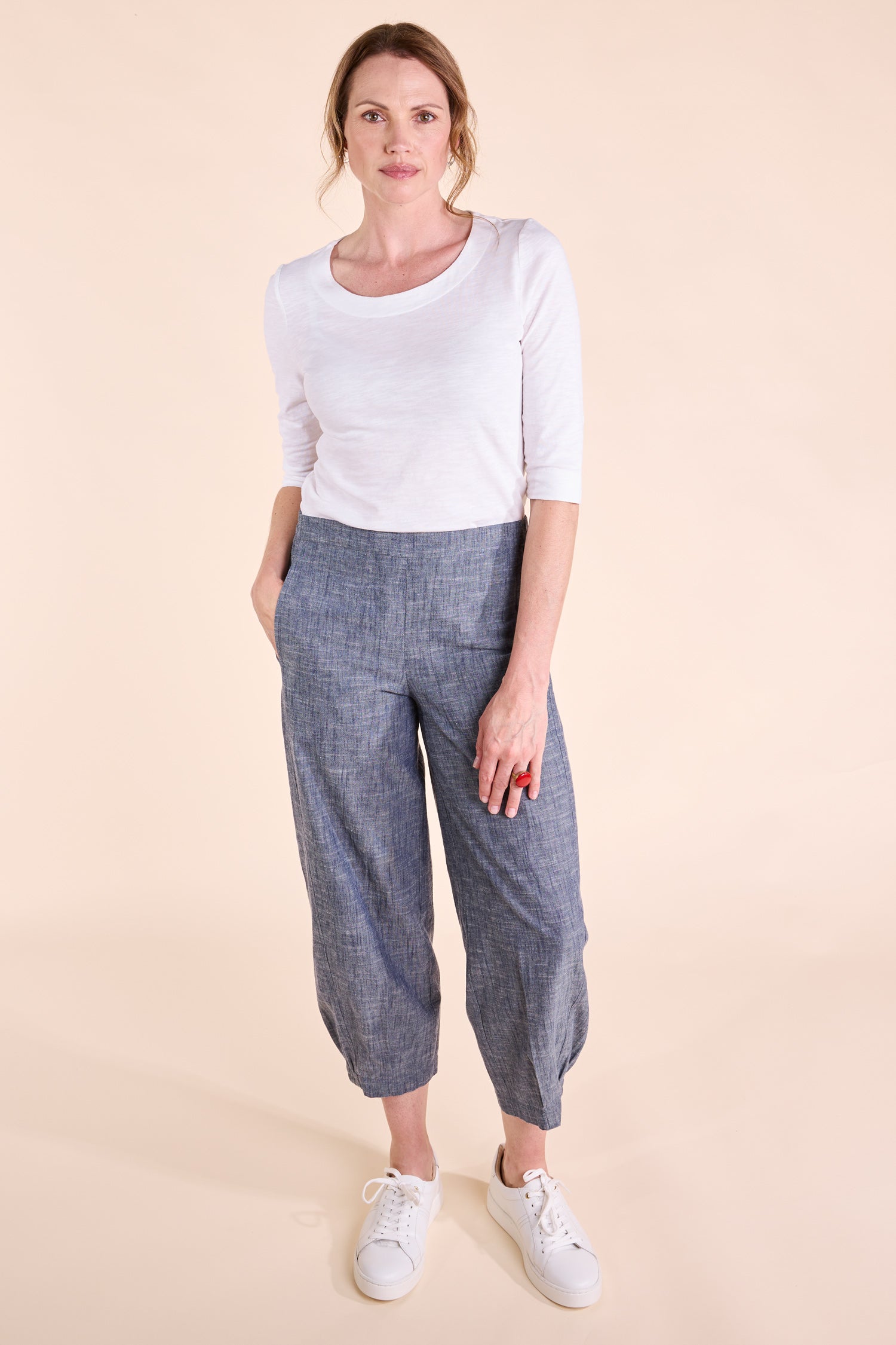 SS25 Cotton Chambray Bubble Trousers - Denim