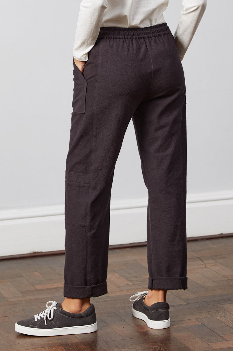 Womens Cotton Cargo Trousers - Cacao