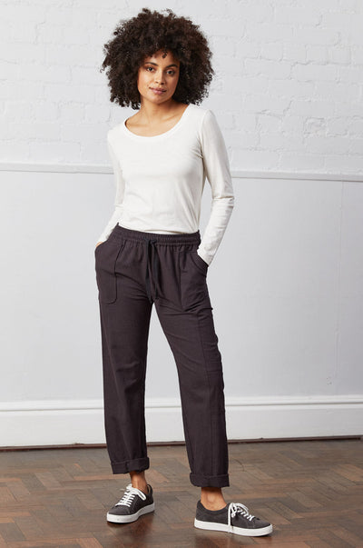 Womens Cotton Cargo Trousers - Cacao