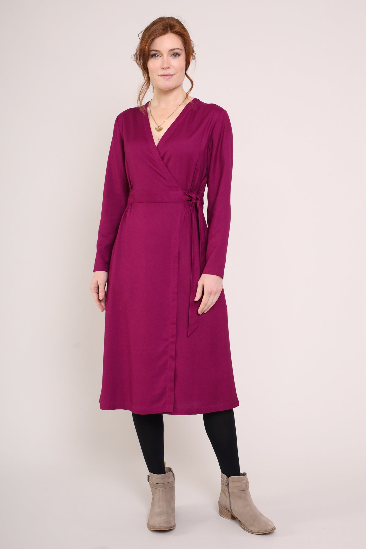 Viscose Tie Wrap Dress - Front Side
