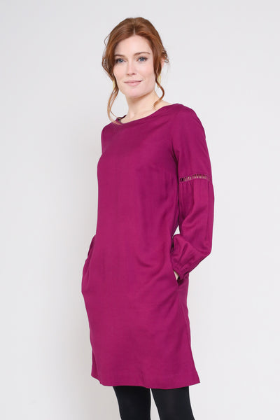 Gathered Sleeve Tunic Dresses - Front Side
