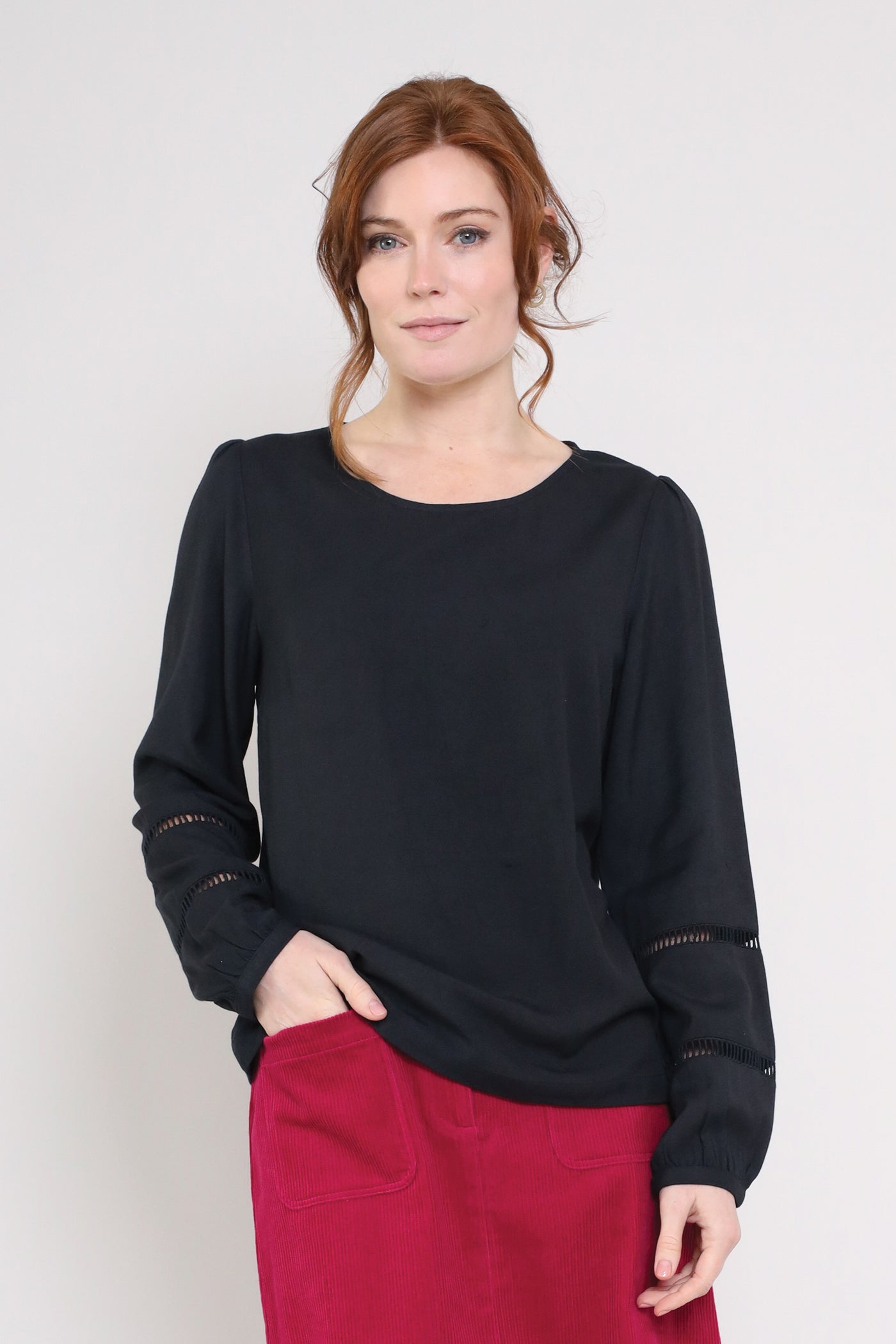 Viscose Lace Trim Tops - Front Side
