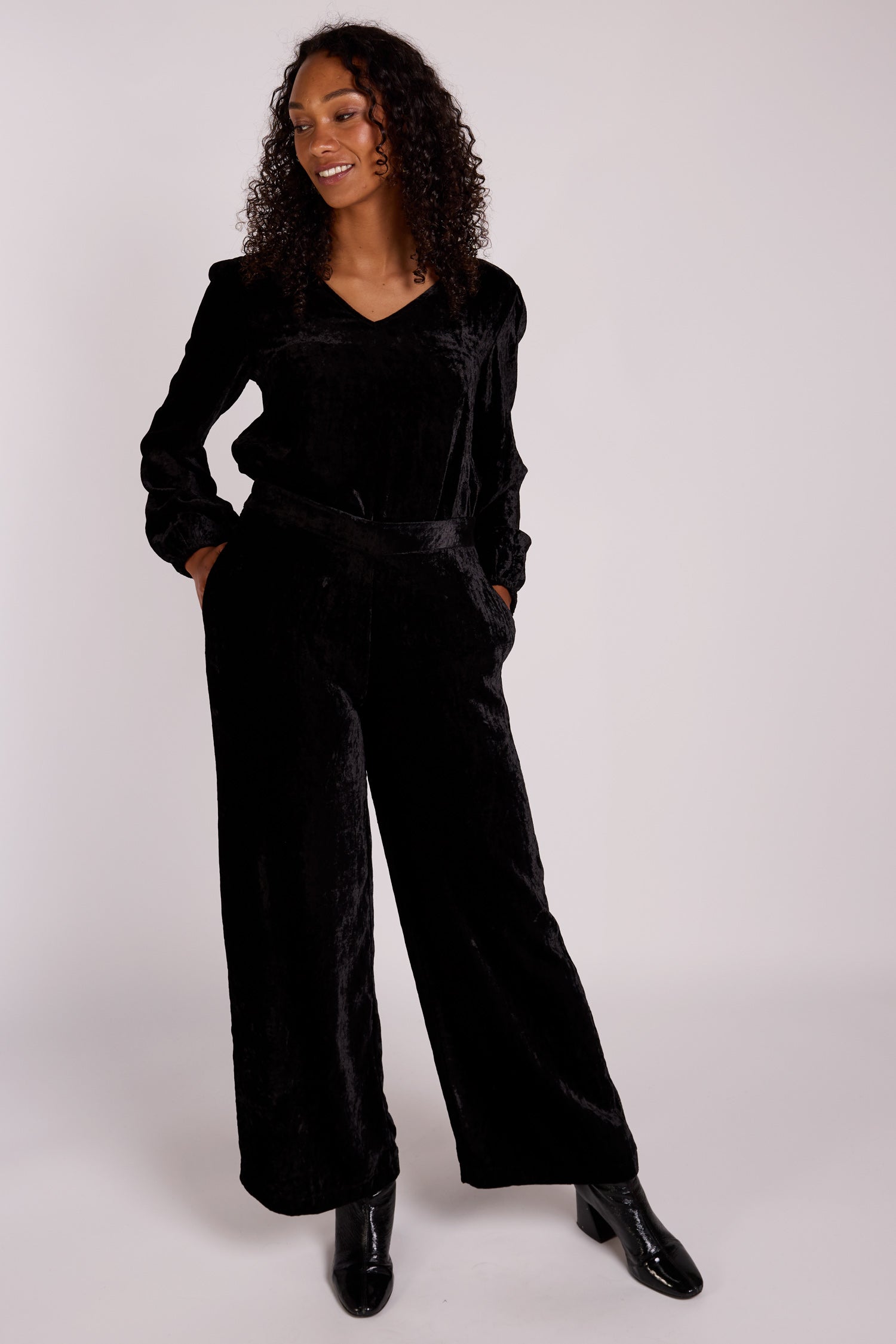 Velvet Wide Leg Trouser