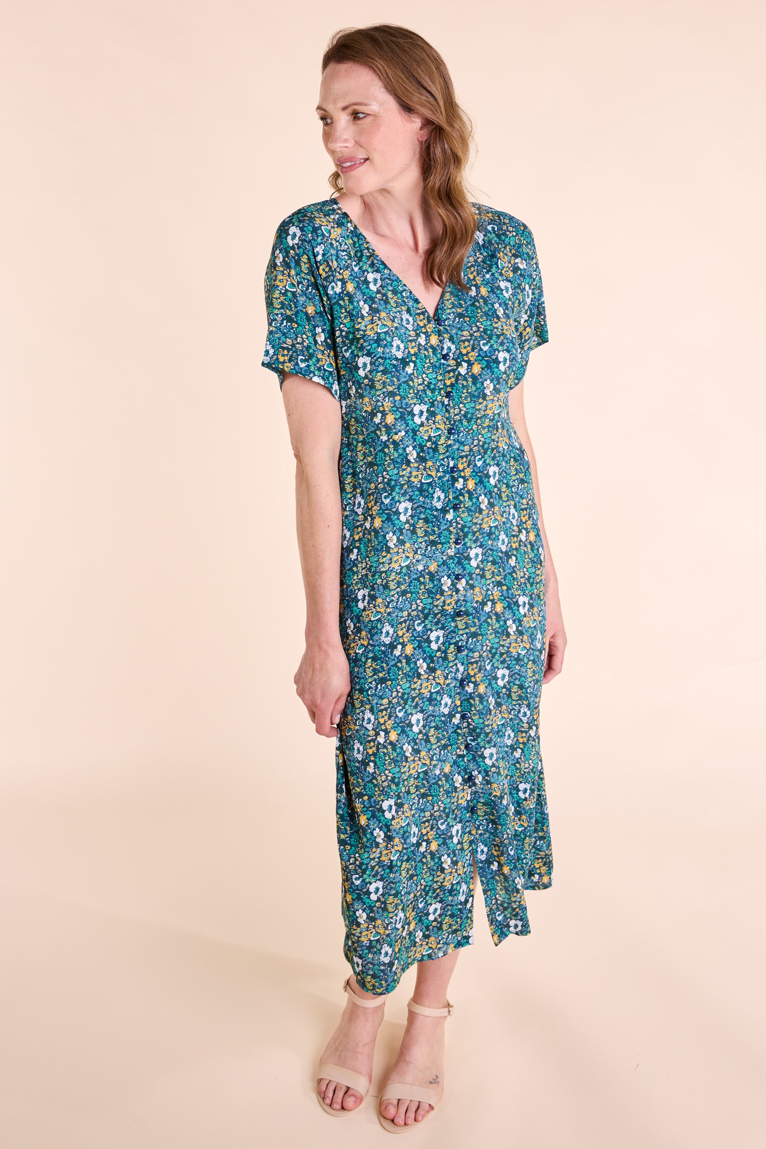 SS25 Sweetheart Neck Midi Dress - Green