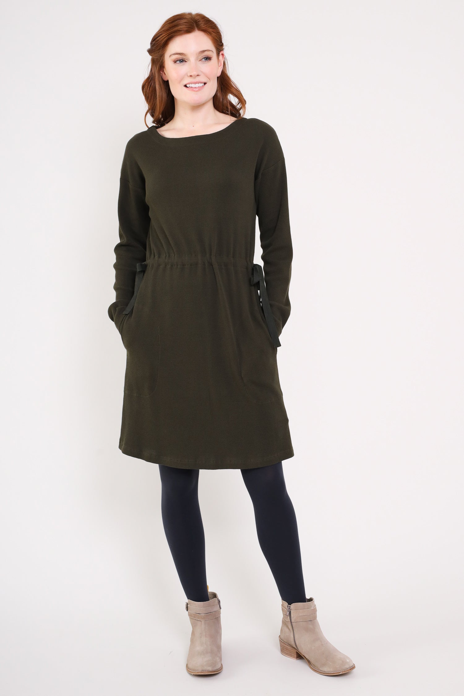 GOTS Organic Cotton Tie Waist Tunic Dress