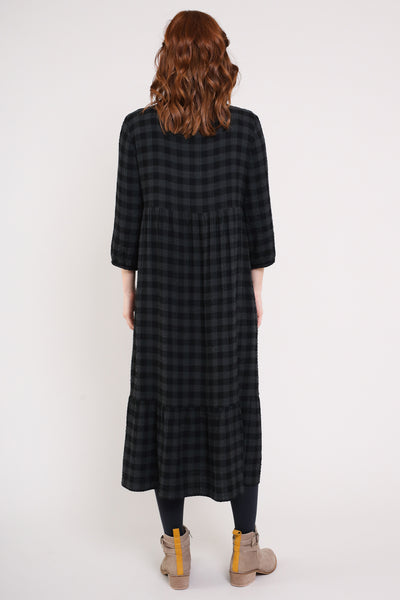 Seersucker Check Midi Dress