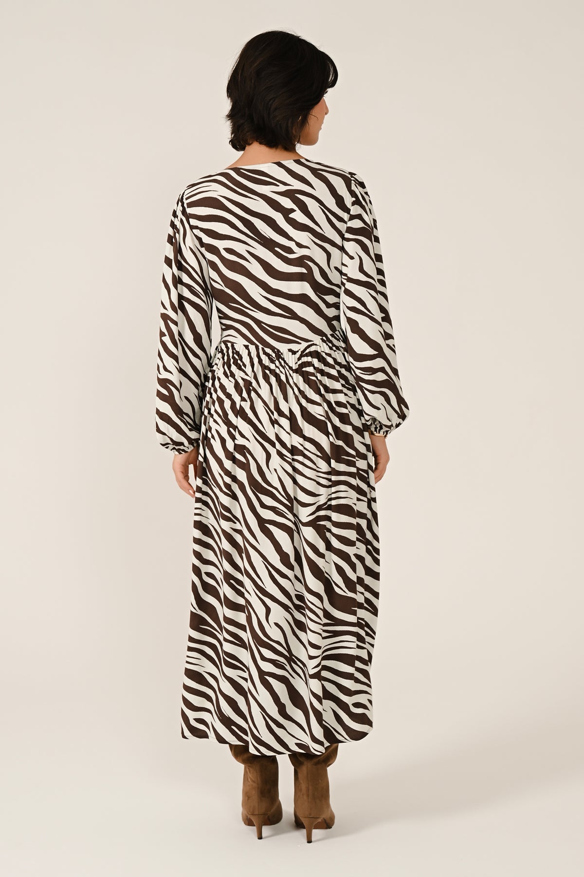AW26 Shirred Midi Dress - Chocolate