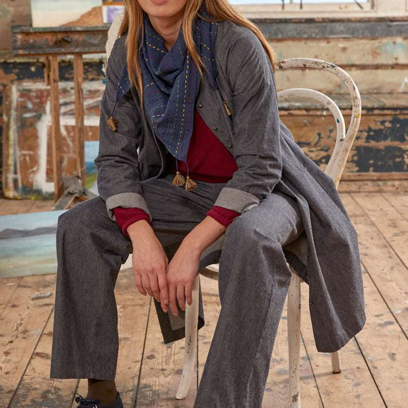 CH1030  Straight Leg Chambray Trouser