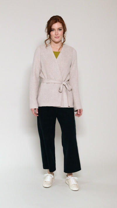 Organic Cotton and Wool Mix Tie Belt Cardigan