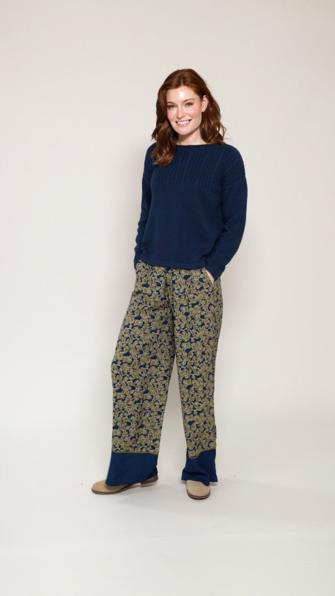 Viscose Contrast Hem Trousers