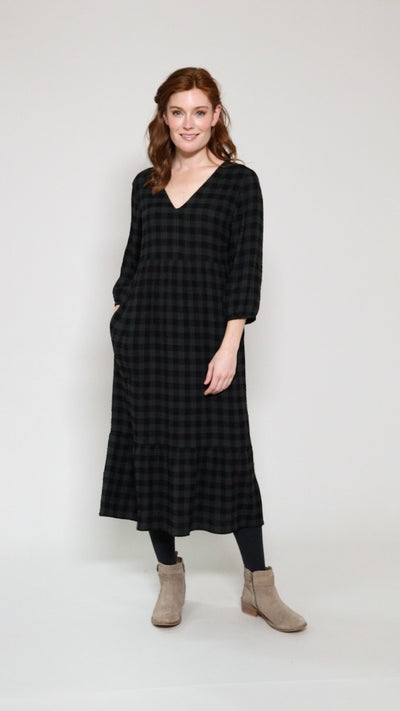 Seersucker Check Midi Dress