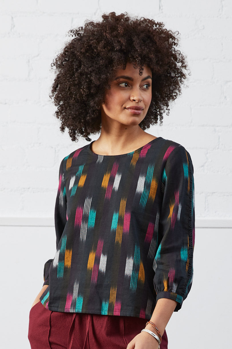 Cotton Ikat Lace Top