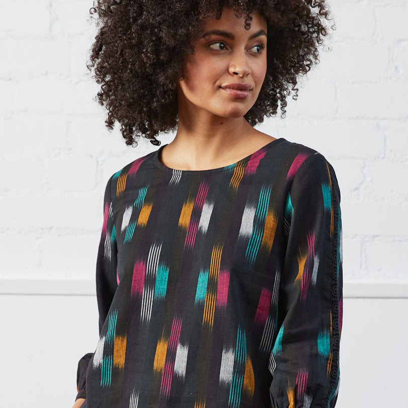 Cotton Ikat Lace Top