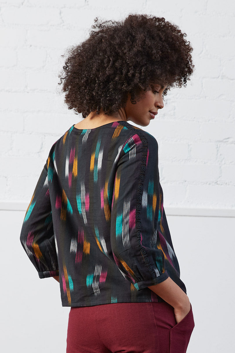 Cotton Ikat Lace Top