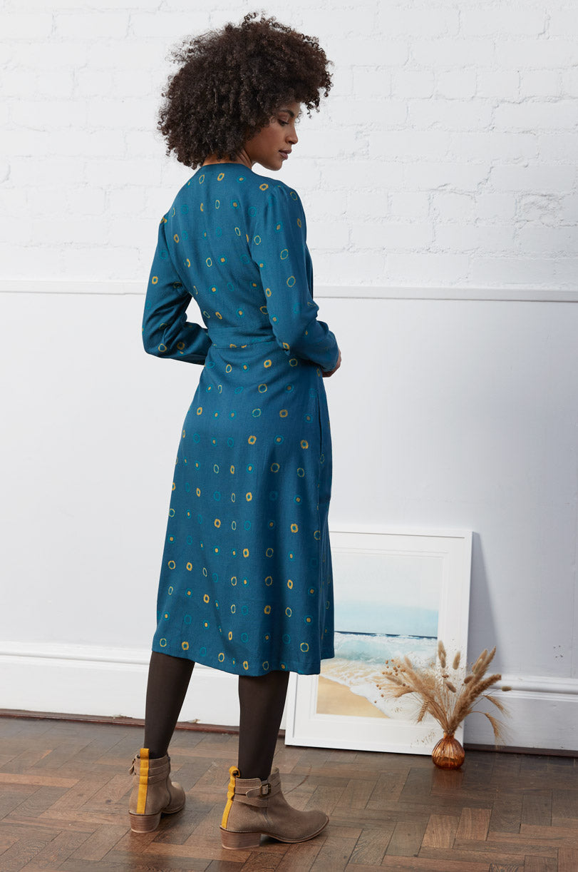 Spot Print Wrap Dress - Plume