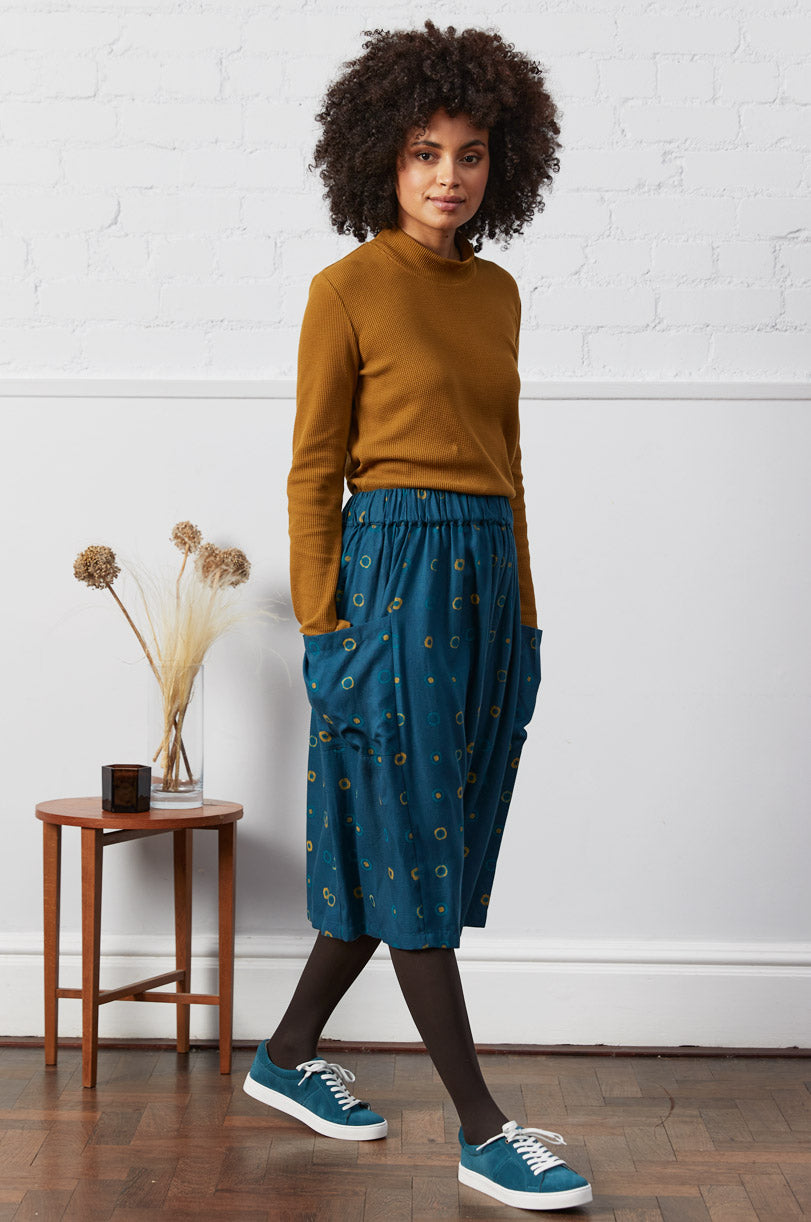 Tencel Spot print Gathered Skirt - Plume