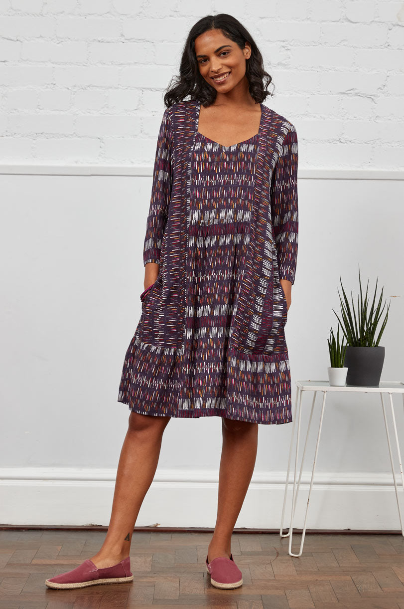 Slub Panelled Tunic Dress