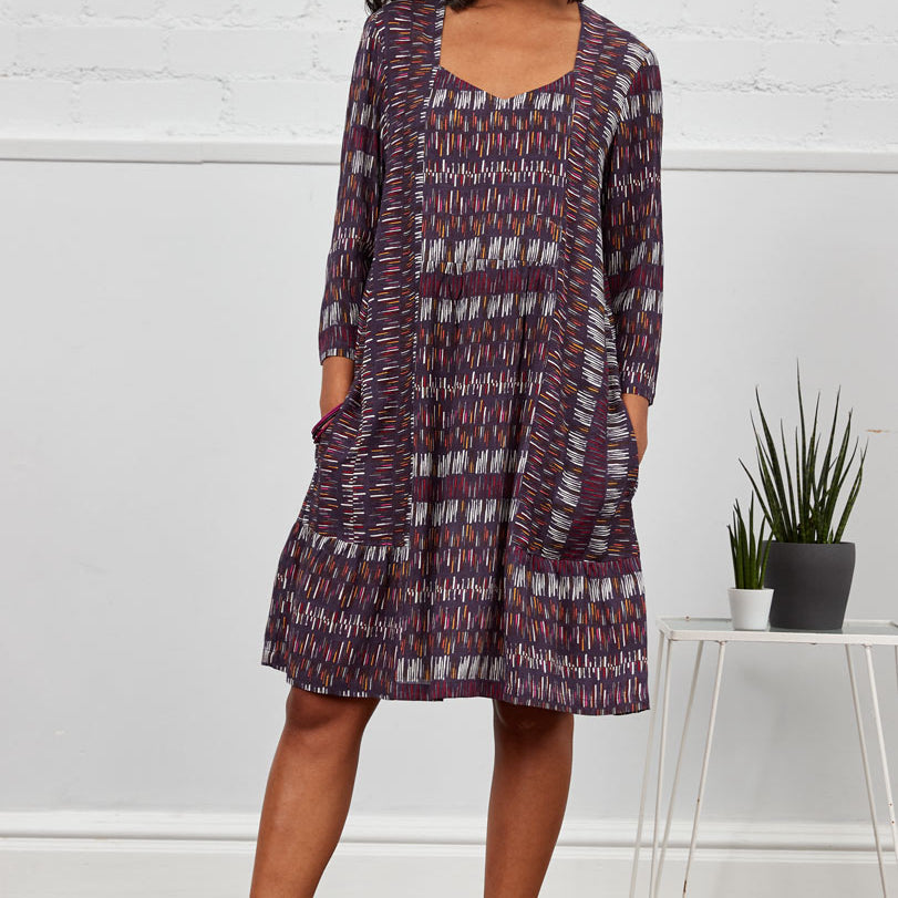 BW3108 Slub Panelled Tunic Dress