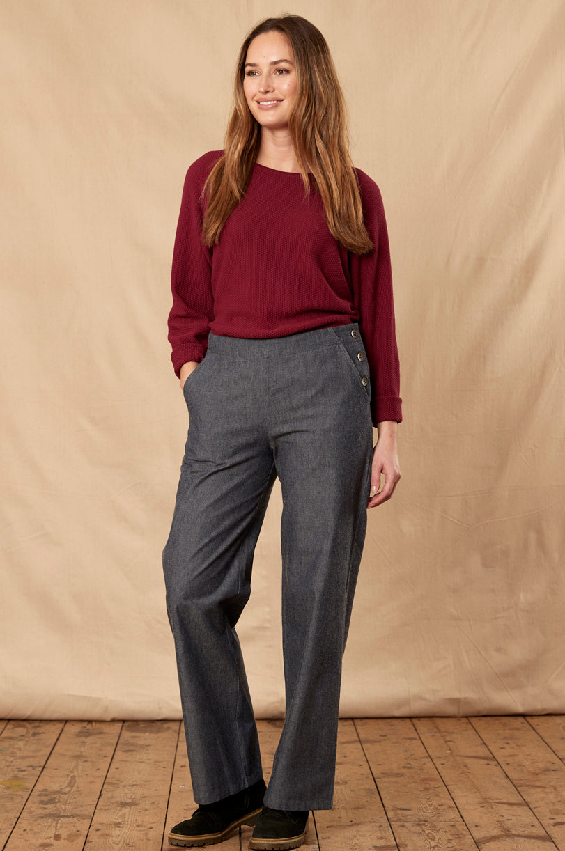 Straight Leg Chambray Trouser