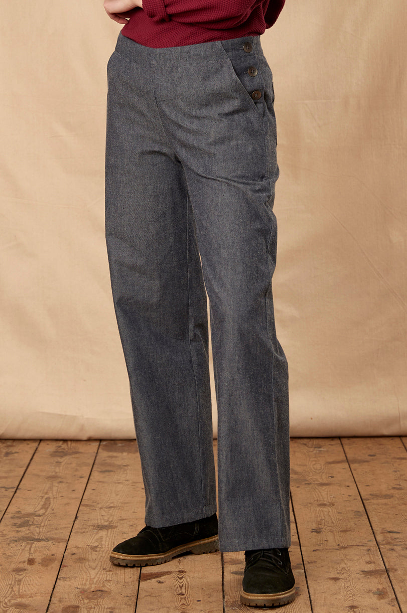 Straight Leg Chambray Trouser