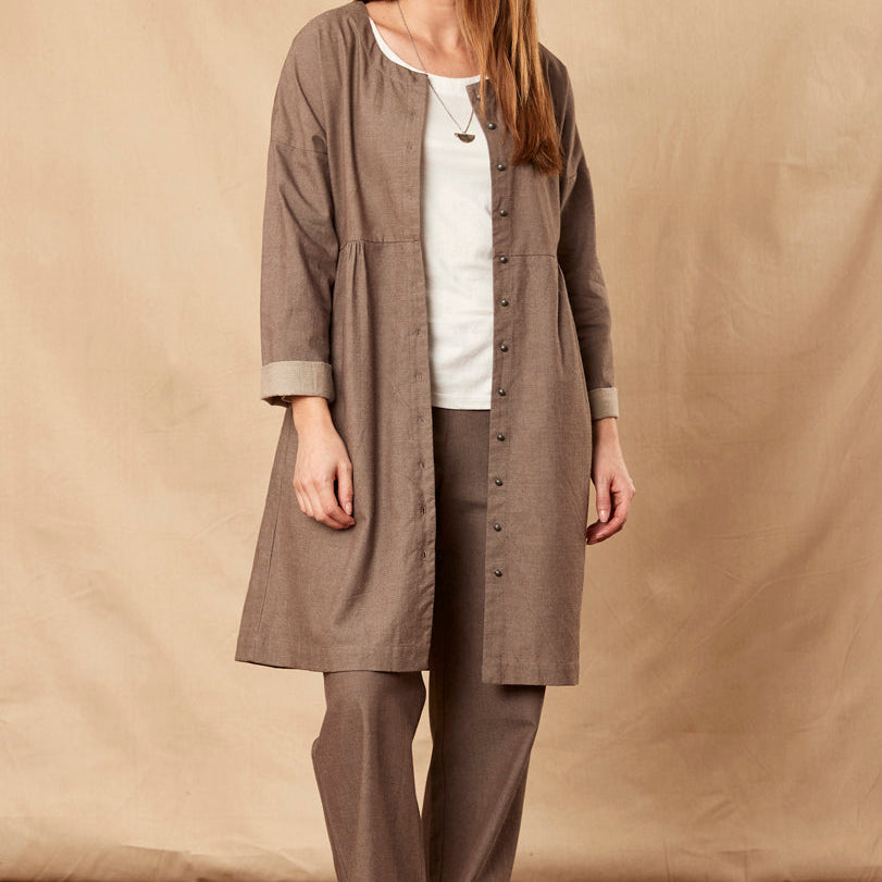 CH3081  Chambray Tunic Shirt Dress