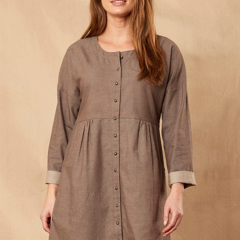 Cotton Chambray Tunic Shirt Dress