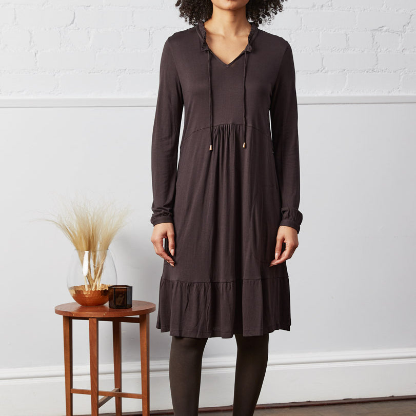 Lenzing Ecovero Plain Gathered Jersey Tunic Dress