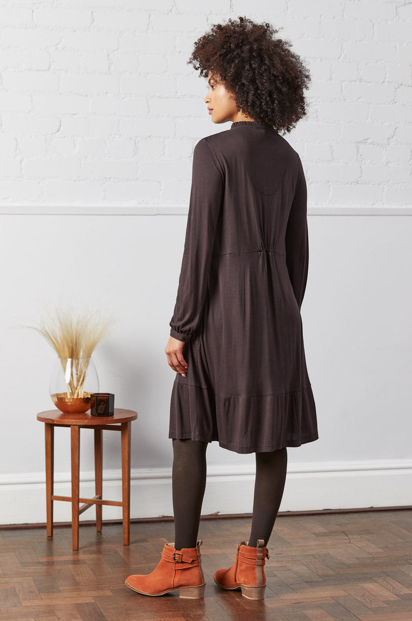 Lenzing Ecovero Plain Gathered Jersey Tunic Dress