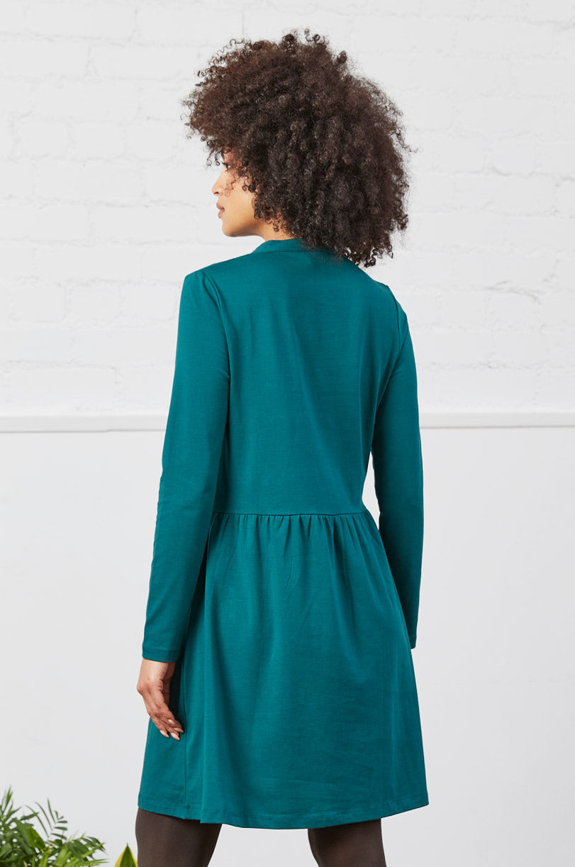 GOTS Embroidered Organic Cotton Tunic Dress - Fern