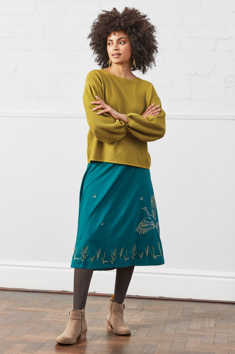 GOTS Organic Cotton Embroidered Jersey Skirt
