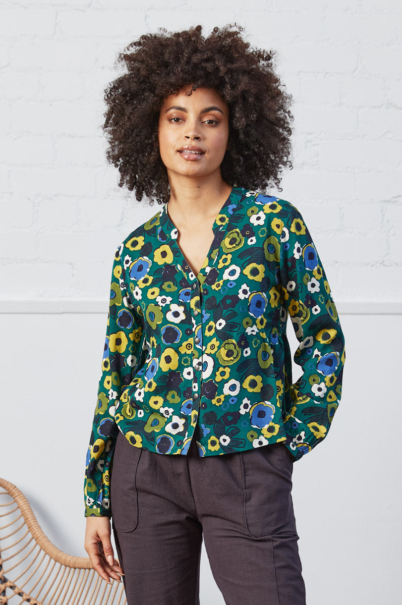 Viscose Twill Side Gathered Shirt