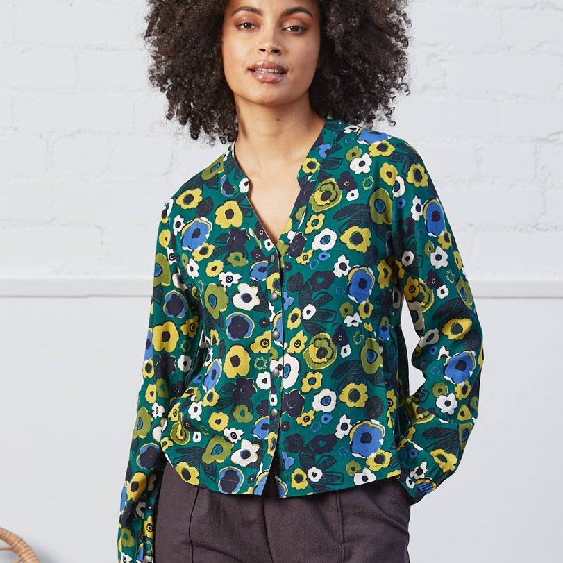 Viscose Twill Side Gathered Shirt