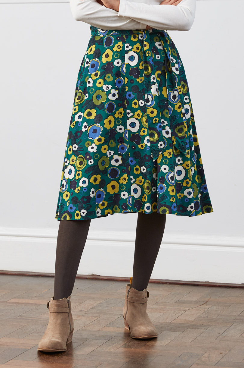 Viscose Freya Print Twill Swing Skirt