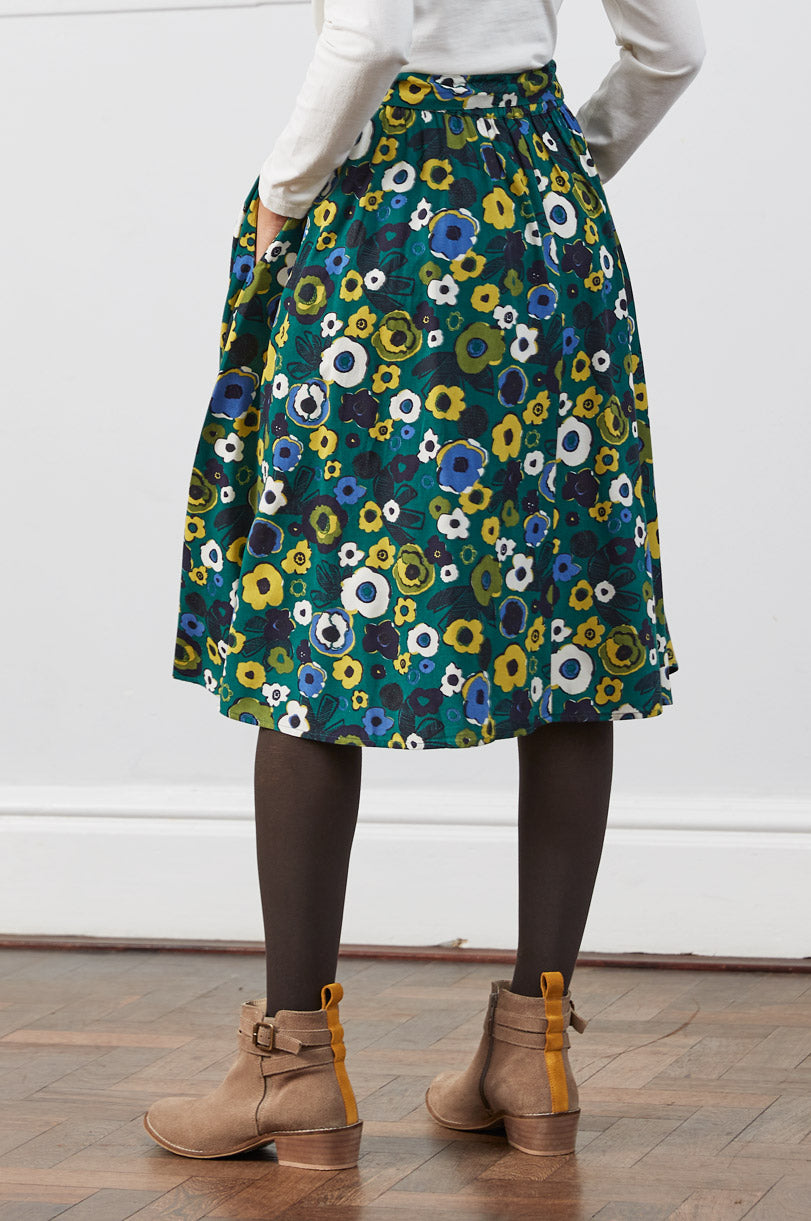 Viscose Freya Print Twill Swing Skirt