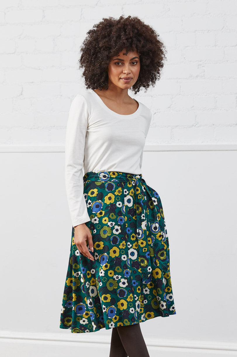 Viscose Freya Print Twill Swing Skirt