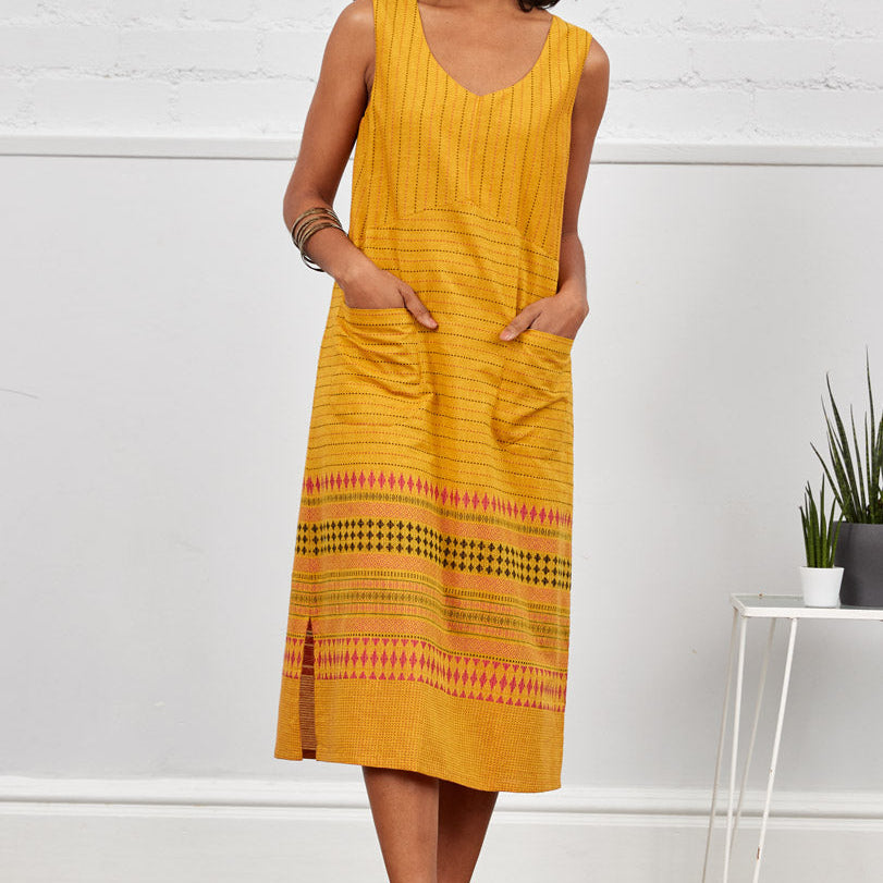 Handloom Sleeveless Jacquard Dress