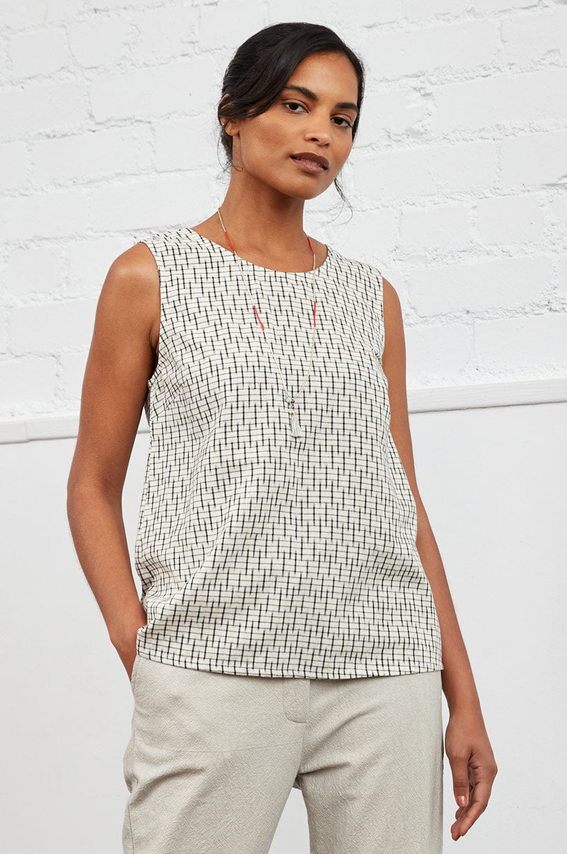 Cotton Ikat Sleeveless Vest Top