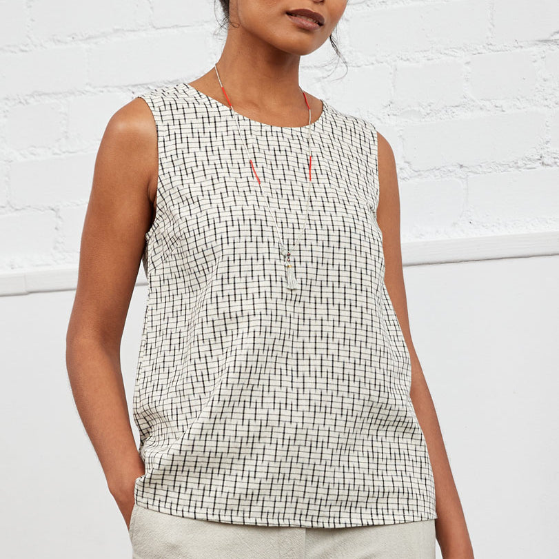 Cotton Ikat Sleeveless Vest Top