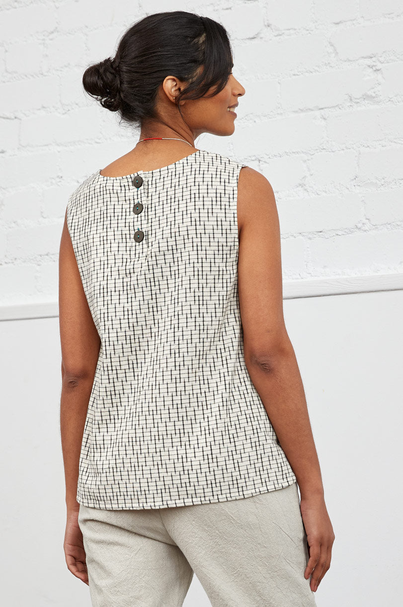 Cotton Ikat Sleeveless Vest Top