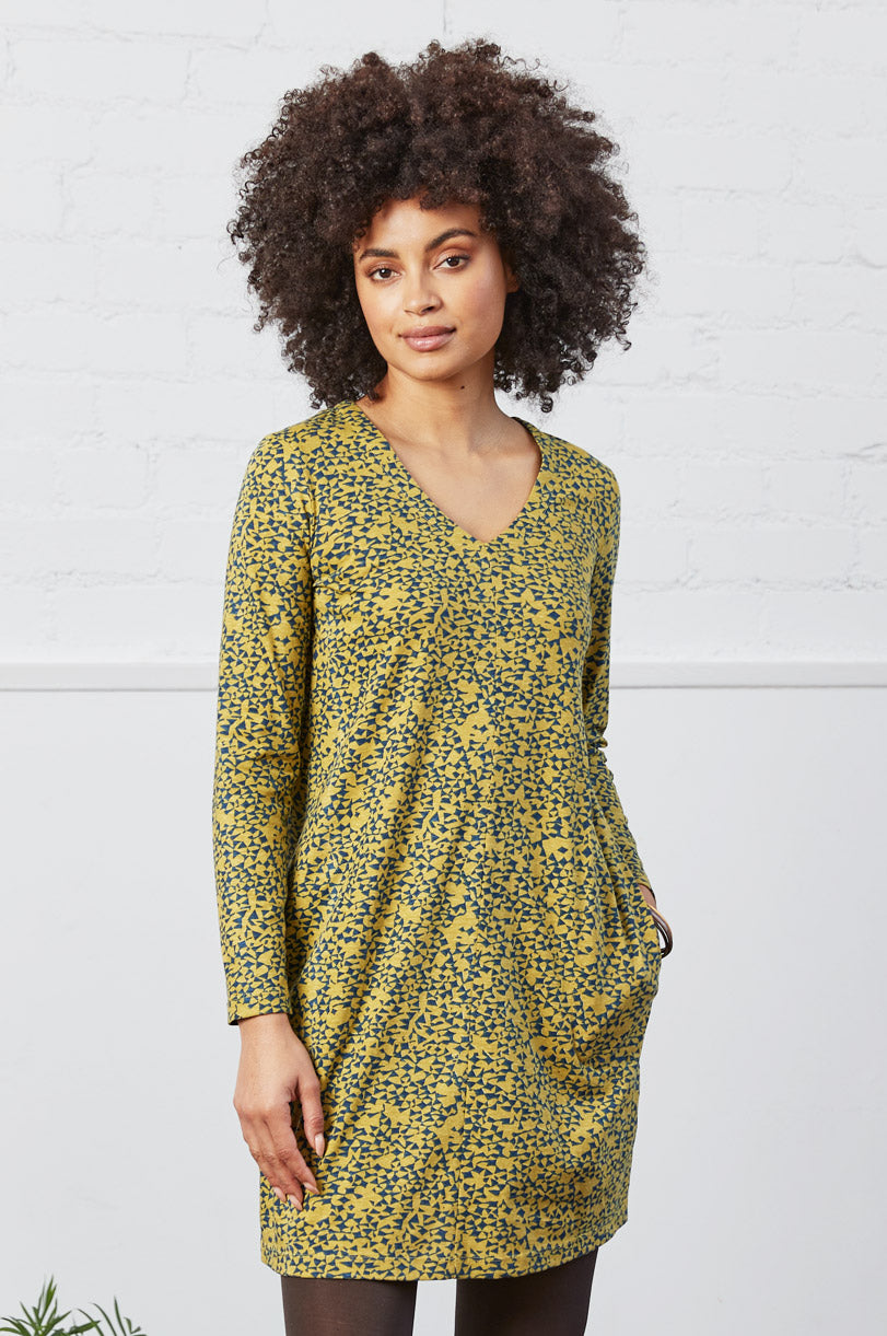 Cotton V-Neck Jersey Tunic Dress