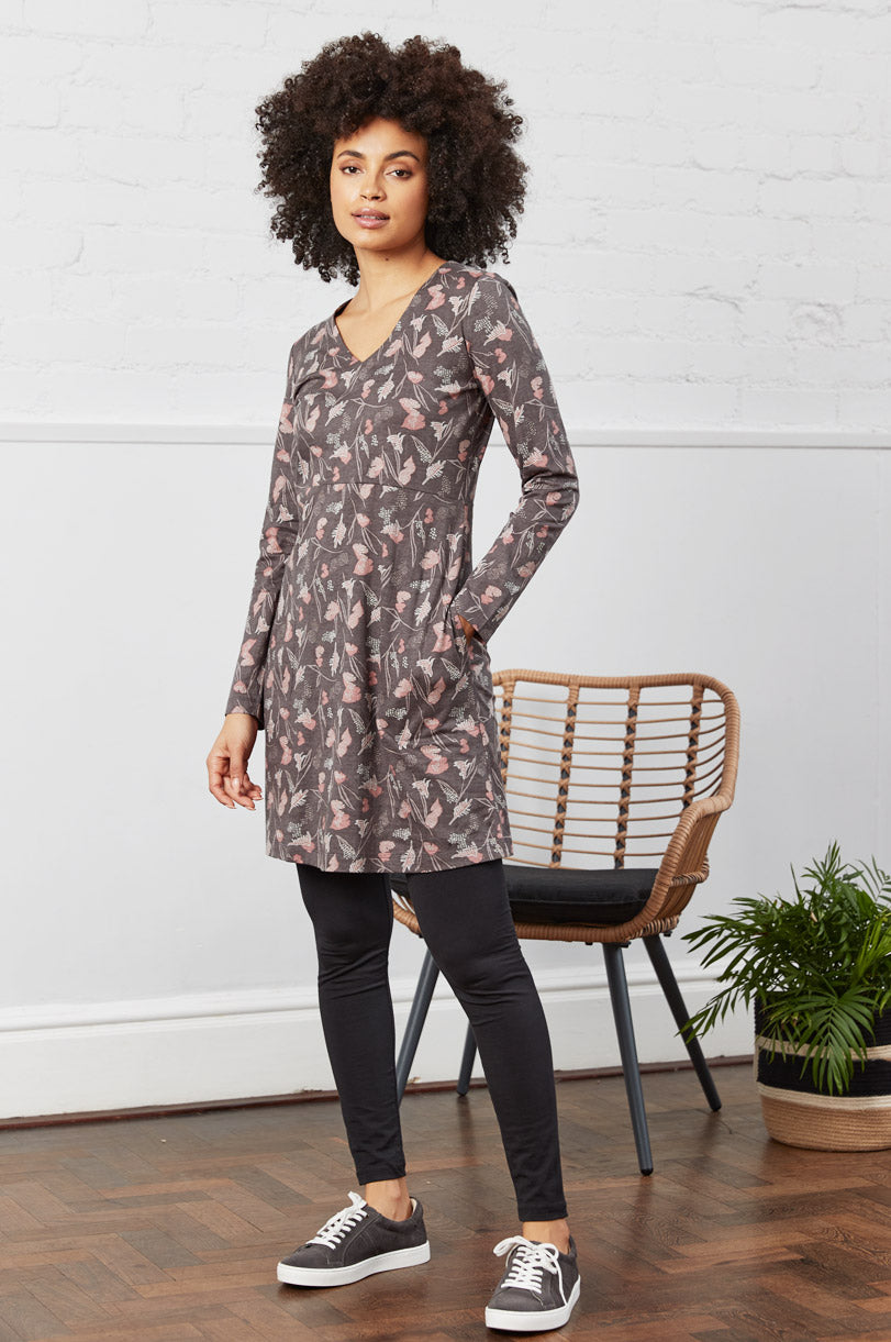Organic Cotton V Neck Jersey Dress