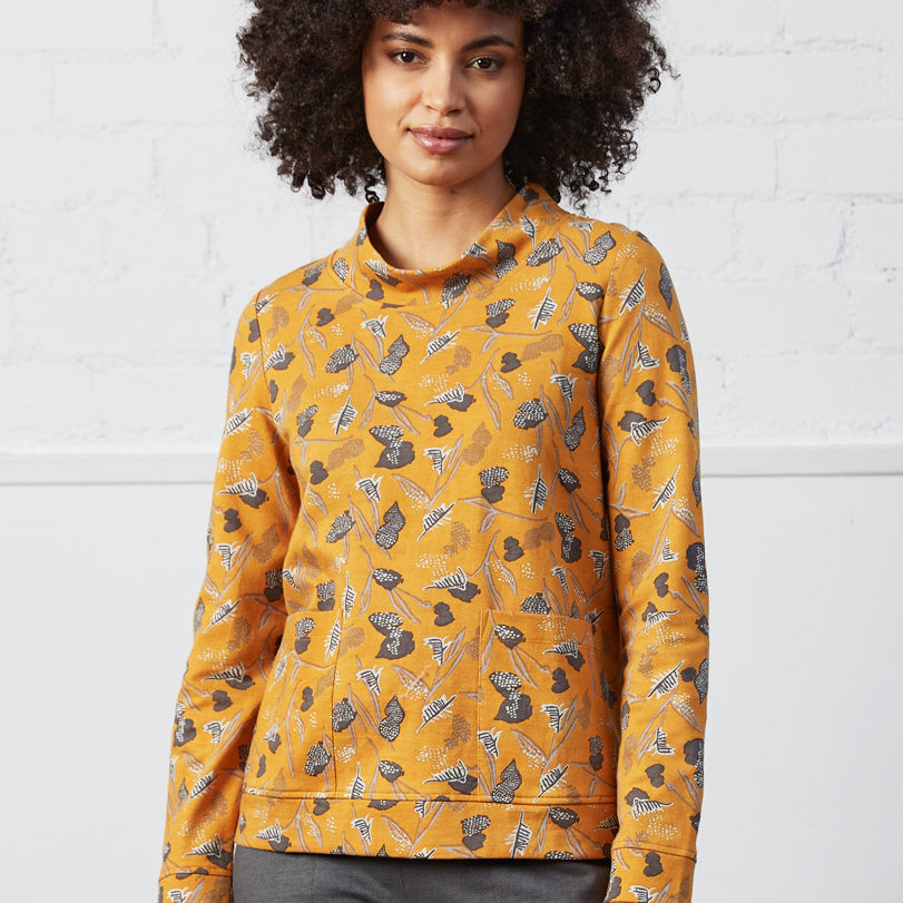 Cotton Terry Stand Collar Jersey Top