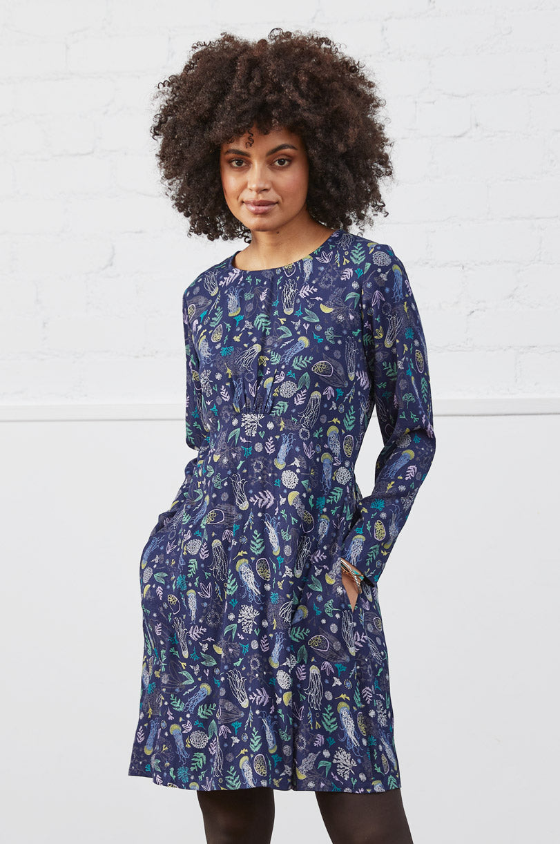 Viscose Crepe Long Sleeve Tunic Dress