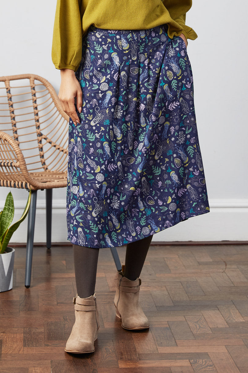 Viscose Twill Midi Skirt