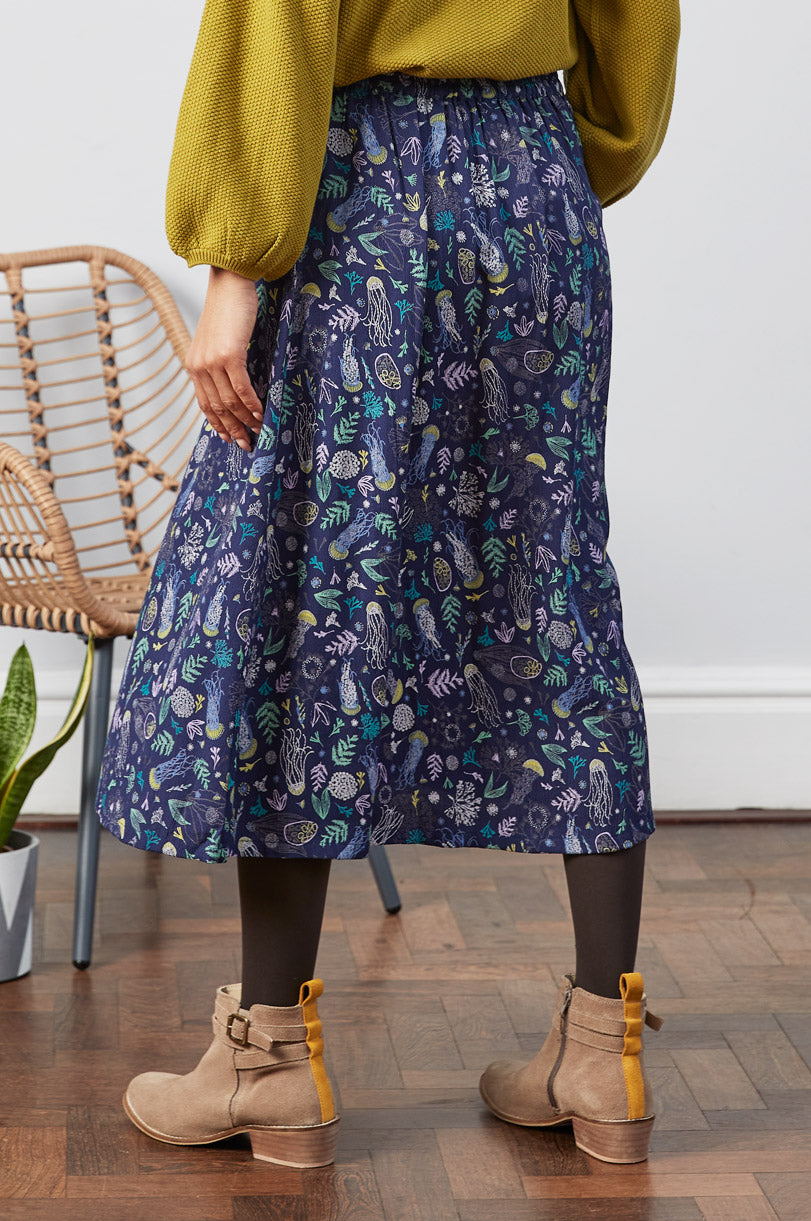 Viscose Twill Midi Skirt