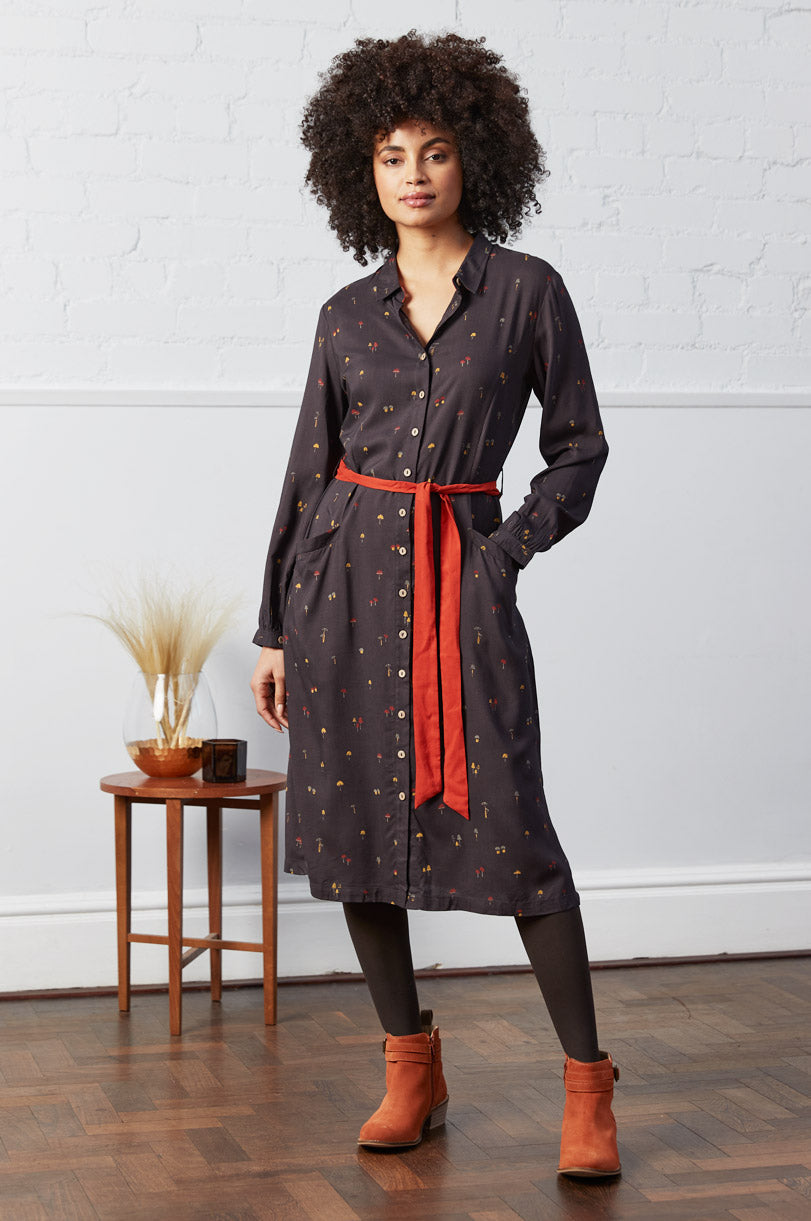 Ecovero Mushroom Print Shirt Dress