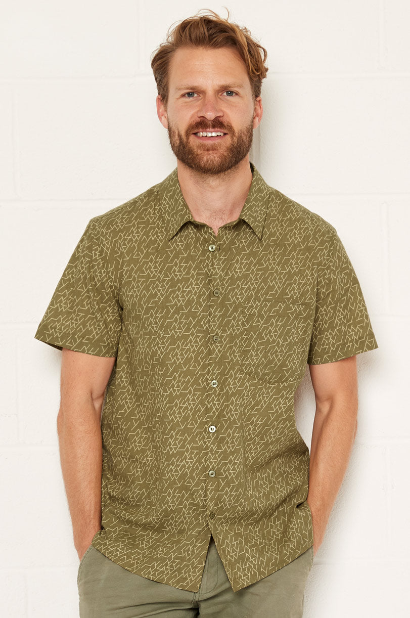 Cotton Short sleeve Matchstick Shirt